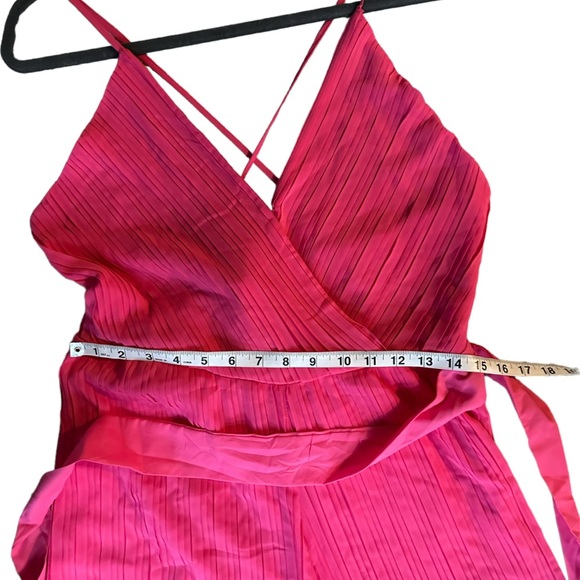 Beyond Words Womens Sleeveless Pleated Jumpsuit with Belt in Pink Coral Large - Picture 9 of 15